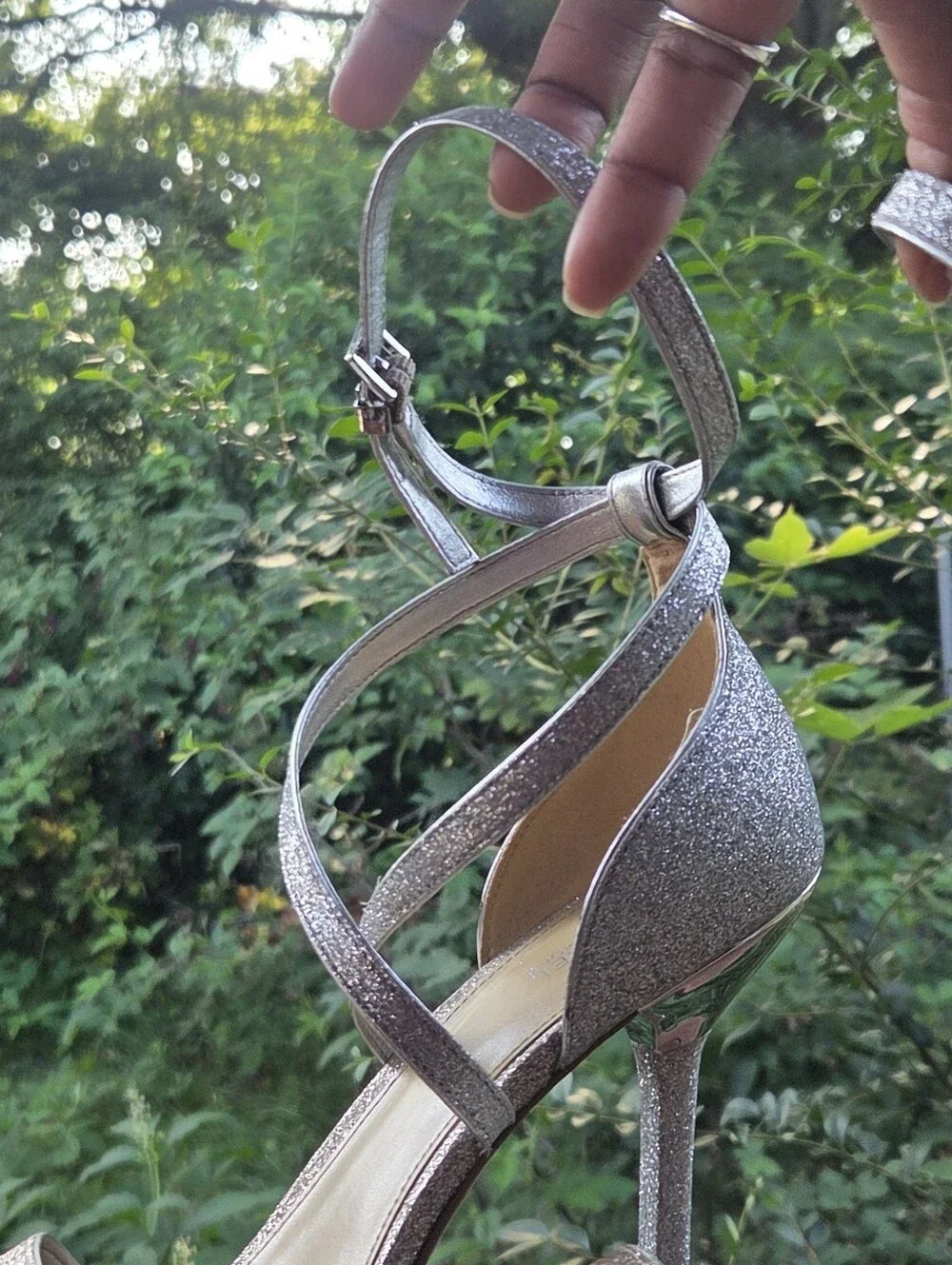 LN Michael Kors Gold and Silver Glitter Strappy High Heel Sandals ✨️